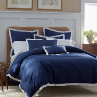 Solid Border Classic Cool Cotton Percale Sham - Navy, Standard,Navy