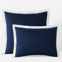 Solid Border Classic Cool Cotton Percale Sham - Navy, Standard,Navy