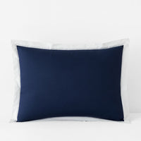 Solid Border Classic Cool Cotton Percale Sham - Navy, Standard,Navy