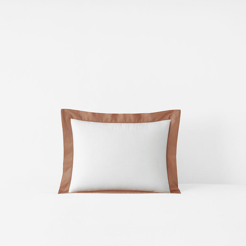 Solid Border Classic Cool Cotton Percale Decorative Lumbar Pillow Cover - Clay, 12 in. x 16 in.,Clay