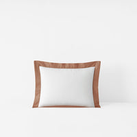 Solid Border Classic Cool Cotton Percale Decorative Lumbar Pillow Cover - Clay, 12 in. x 16 in.,Clay