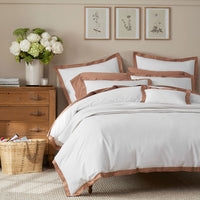 Solid Border Classic Cool Cotton Percale Decorative Lumbar Pillow Cover - Clay, 14 in. x 40 in.,Clay