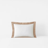 Solid Border Classic Cool Cotton Percale Decorative Lumbar Pillow Cover - Cocoa, 12 in. x 16 in.,Cocoa