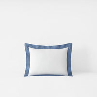 Solid Border Classic Cool Cotton Percale Decorative Lumbar Pillow Cover - Slate Blue, 12 in. x 16 in.,Slate Blue