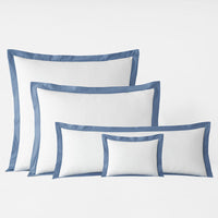 Solid Border Classic Cool Cotton Percale Decorative Lumbar Pillow Cover - Slate Blue, 14 in. x 40 in.,Slate Blue