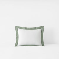 Solid Border Classic Cool Cotton Percale Decorative Lumbar Pillow Cover - Thyme, 12 in. x 16 in.,Thyme
