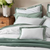 Solid Border Classic Cool Cotton Percale Decorative Lumbar Pillow Cover - Thyme, 14 in. x 40 in.,Thyme