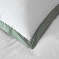Solid Border Classic Cool Cotton Percale Decorative Lumbar Pillow Cover - Thyme, 14 in. x 40 in.,Thyme