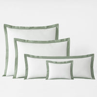 Solid Border Classic Cool Cotton Percale Decorative Lumbar Pillow Cover - Thyme, 14 in. x 40 in.,Thyme
