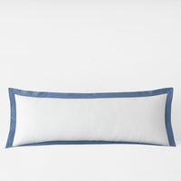 Solid Border Classic Cool Cotton Percale Decorative Lumbar Pillow Cover - Slate Blue, 14 in. x 40 in.,Slate Blue