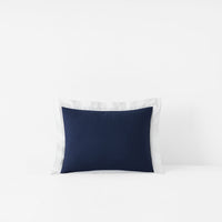 Solid Border Classic Cool Cotton Percale Decorative Lumbar Pillow Cover - Navy, 12 in. x 16 in.,Navy