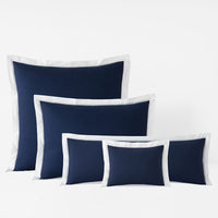 Solid Border Classic Cool Cotton Percale Decorative Lumbar Pillow Cover - Navy, 14 in. x 40 in.,Navy
