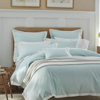 Solid Border Classic Cool Cotton Percale Decorative Lumbar Pillow Cover - Pale Blue, 14 in. x 40 in.,Pale Blue