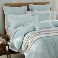 Solid Border Classic Cool Cotton Percale Decorative Lumbar Pillow Cover - Pale Blue, 14 in. x 40 in.,Pale Blue