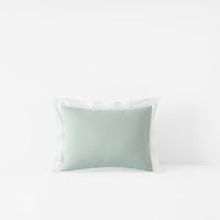 Solid Border Classic Cool Cotton Percale Decorative Lumbar Pillow Cover - Sea Mist, 12 in. x 16 in.,Sea Mist