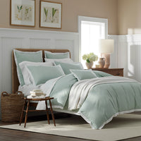 Solid Border Classic Cool Cotton Percale Decorative Lumbar Pillow Cover - Sea Mist, 14 in. x 40 in.,Sea Mist