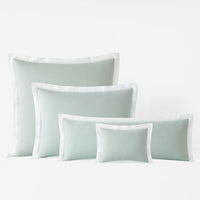 Solid Border Classic Cool Cotton Percale Decorative Lumbar Pillow Cover - Sea Mist, 14 in. x 40 in.,Sea Mist