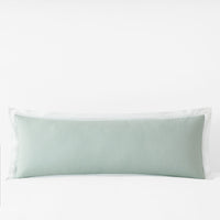 Solid Border Classic Cool Cotton Percale Decorative Lumbar Pillow Cover - Sea Mist, 14 in. x 40 in.,Sea Mist