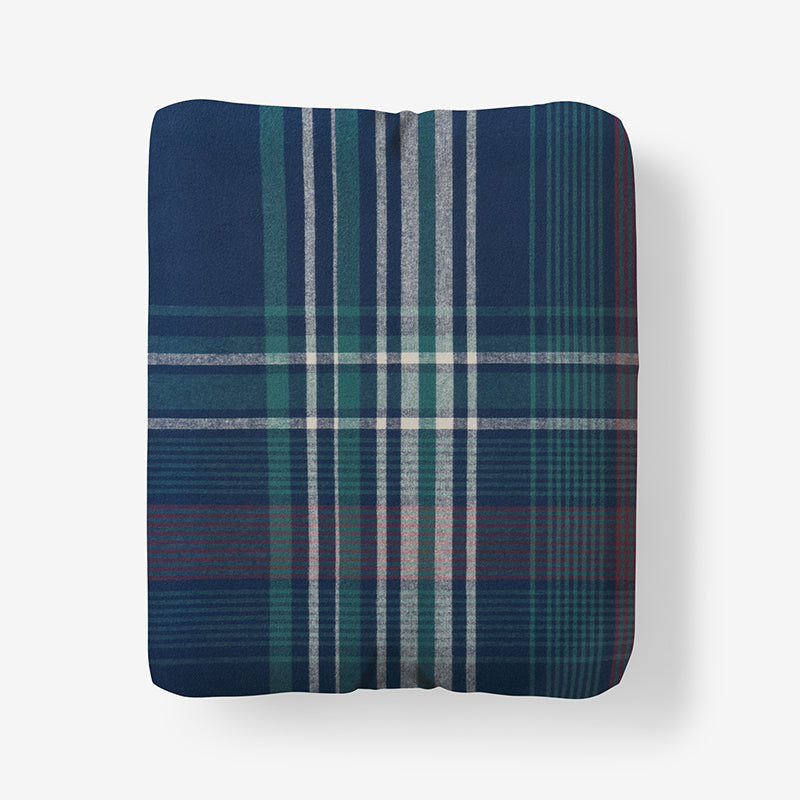 Classic Plaid Ultra-Cozy Cotton Flannel Fitted Bed Sheet - Winter Plaid, Twin XL,Winter Plaid