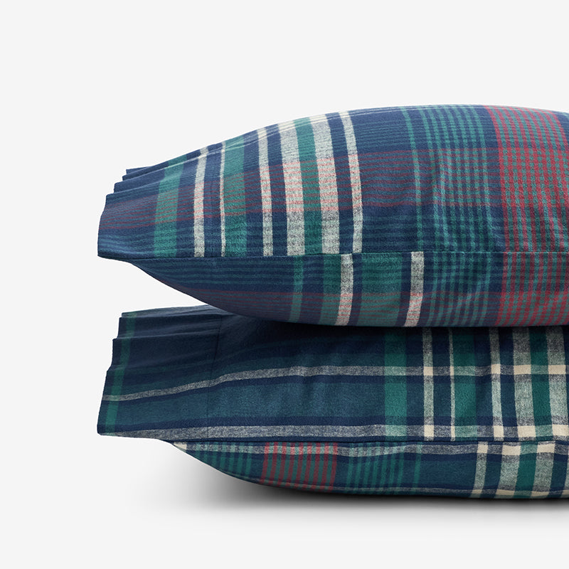 Classic Plaid Ultra-Cozy Cotton Flannel Pillowcase Set - Winter Plaid, Standard,Winter Plaid