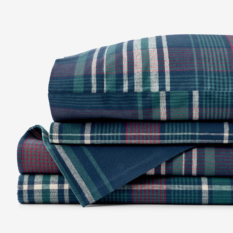 Classic Plaid Ultra-Cozy Cotton Flannel Bed Sheet Set - Winter Plaid, Twin XL,Winter Plaid