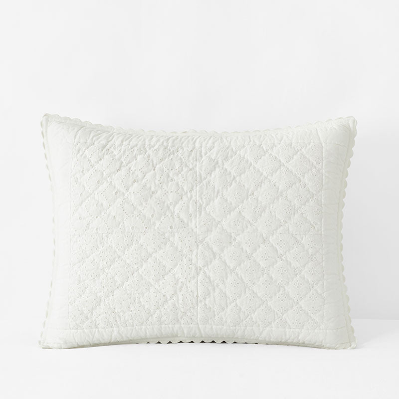 Vintage Eyelet Quilted Sham - White, Standard,White