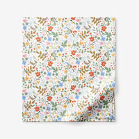 Strawberry Fields Classic Cool Cotton Percale Flat Bed Sheet - White Multi, Twin/Twin XL,White Multi
