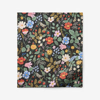 Strawberry Fields Classic Cool Cotton Percale Flat Bed Sheet - Black Multi, Queen,Black Multi