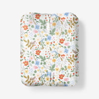 Strawberry Fields Classic Cool Cotton Percale Fitted Bed Sheet - White Multi, Queen,White Multi
