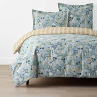 Strawberry Fields Classic Cool Cotton Percale Reversible Duvet Cover - Slate, Twin/Twin XL,Slate