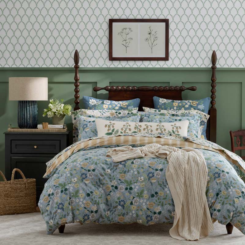 Strawberry Fields Classic Cool Cotton Percale Reversible Comforter - Slate, Twin/Twin XL,Slate