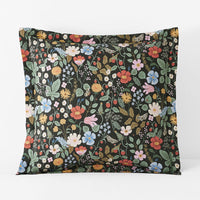 Strawberry Fields Classic Cool Cotton Percale Sham - Black Multi, Euro,Black Multi