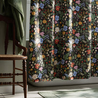 Strawberry Fields Classic Cool Cotton Percale Shower Curtain - Black Multi,Black Multi