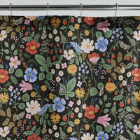 Strawberry Fields Classic Cool Cotton Percale Shower Curtain - Black Multi,Black Multi
