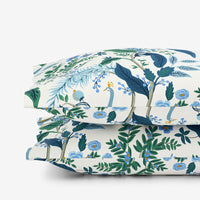 Peacock Classic Smooth Sateen Pillowcase Set - Ivory Multi, Standard,Ivory Multi