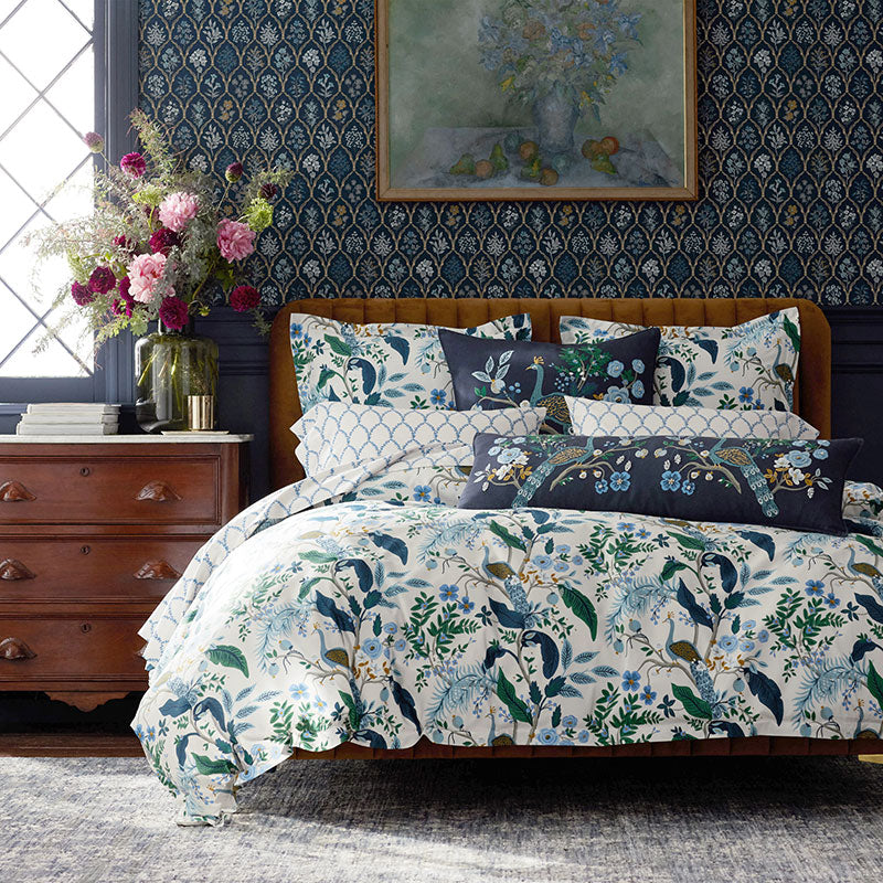 Peacock Classic Smooth Sateen Duvet Cover - Ivory Multi, Twin/Twin XL,Ivory Multi