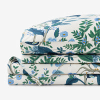 Peacock Classic Smooth Sateen Bed Sheet Set - Ivory Multi, Twin,Ivory Multi