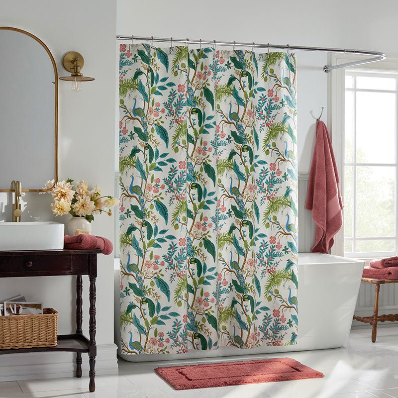 Peacock Classic Smooth Sateen Shower Curtain - Cream,Cream
