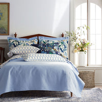 Laurel Classic Smooth Sateen Flat Bed Sheet - Blue, King/Cal King,Blue