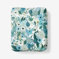 Garden Party Classic Cool Cotton Percale Fitted Bed Sheet - Teal, Twin,Teal