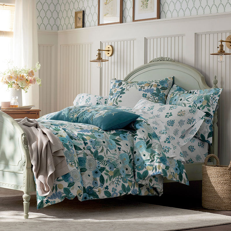 Garden Party Classic Cool Cotton Percale Duvet Cover - Teal, Twin/Twin XL,Teal