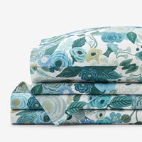 Garden Party Classic Cool Cotton Percale Bed Sheet Set - Teal, Twin,Teal