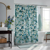 Garden Party Classic Cool Cotton Percale Shower Curtain - Teal,Teal
