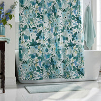 Garden Party Classic Cool Cotton Percale Shower Curtain - Teal,Teal