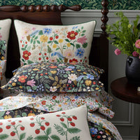 Strawberry Fields Embroidered Decorative Square Pillow Cover - Cream Multi,Cream Multi