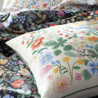 Strawberry Fields Embroidered Decorative Square Pillow Cover - Cream Multi,Cream Multi