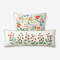 Strawberry Fields Embroidered Decorative Square Pillow Cover - Cream Multi,Cream Multi