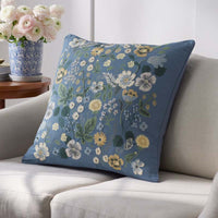 Strawberry Fields Embroidered Decorative Square Pillow Cover - Green,Green