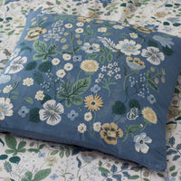Strawberry Fields Embroidered Decorative Square Pillow Cover - Green,Green
