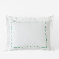 Scallop Embroidered Premium Cool Egyptian Percale Sham - Green, King,Green